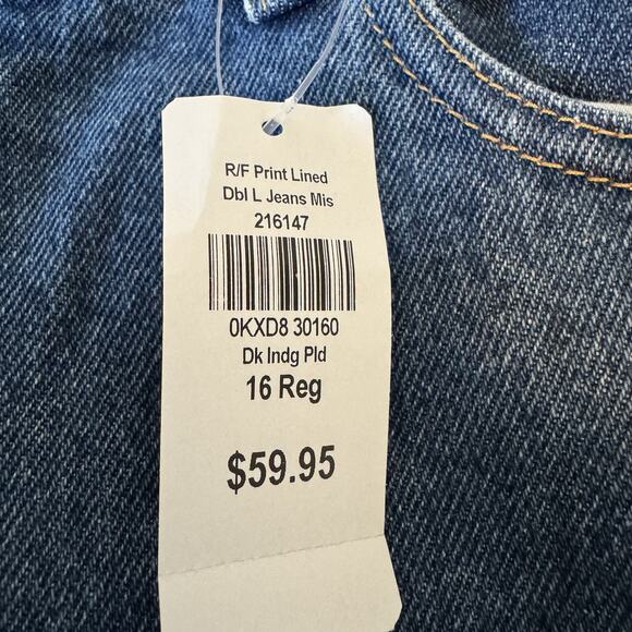 LL Bean Jeans Woman’s 16 Original Fit Relaxed Plaid Lined Flannel Denim Pants - Picture 3 of 7